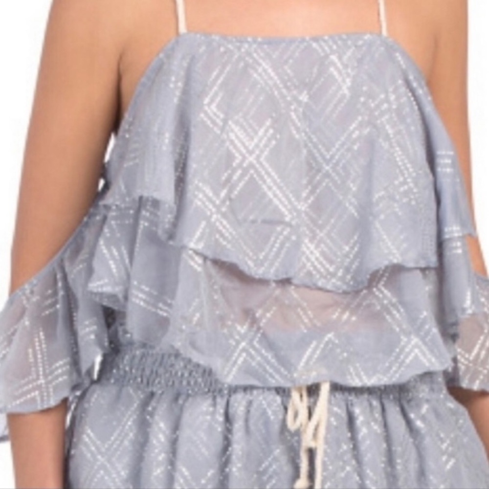 SURF GYPSY Metallic Ruffles Off Shoulder Tops L